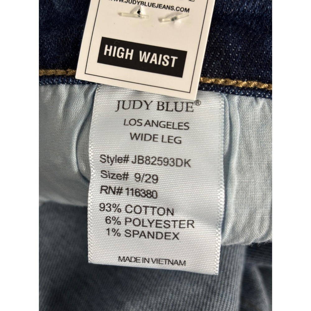 Judy Blue Womens High Waist Wide Leg Distressed Dark Wash Jeans 9/29 NEW - Picture 4 of 4